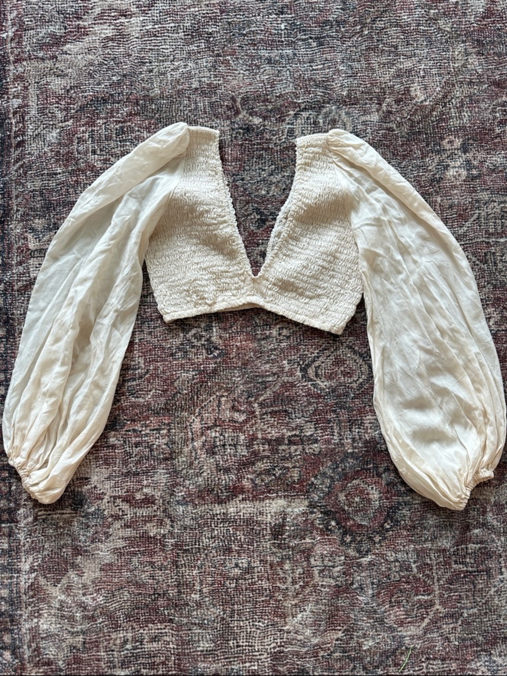 Indah Cream Puff Sleeve Crop Size Small